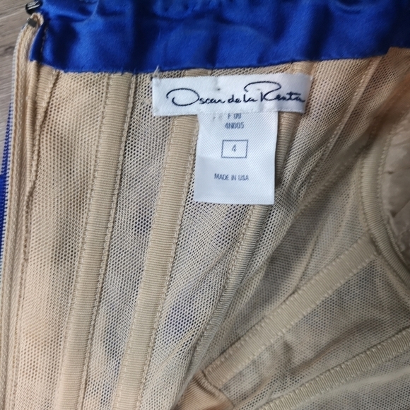 Y2K vintage Oscar de la Renta Royal Blue mermaid strapless pleated fitted gown - Picture 8 of 8